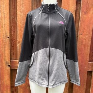 The North Face Women's Black & Gray Full-Zip Fleece Jacket Size XL